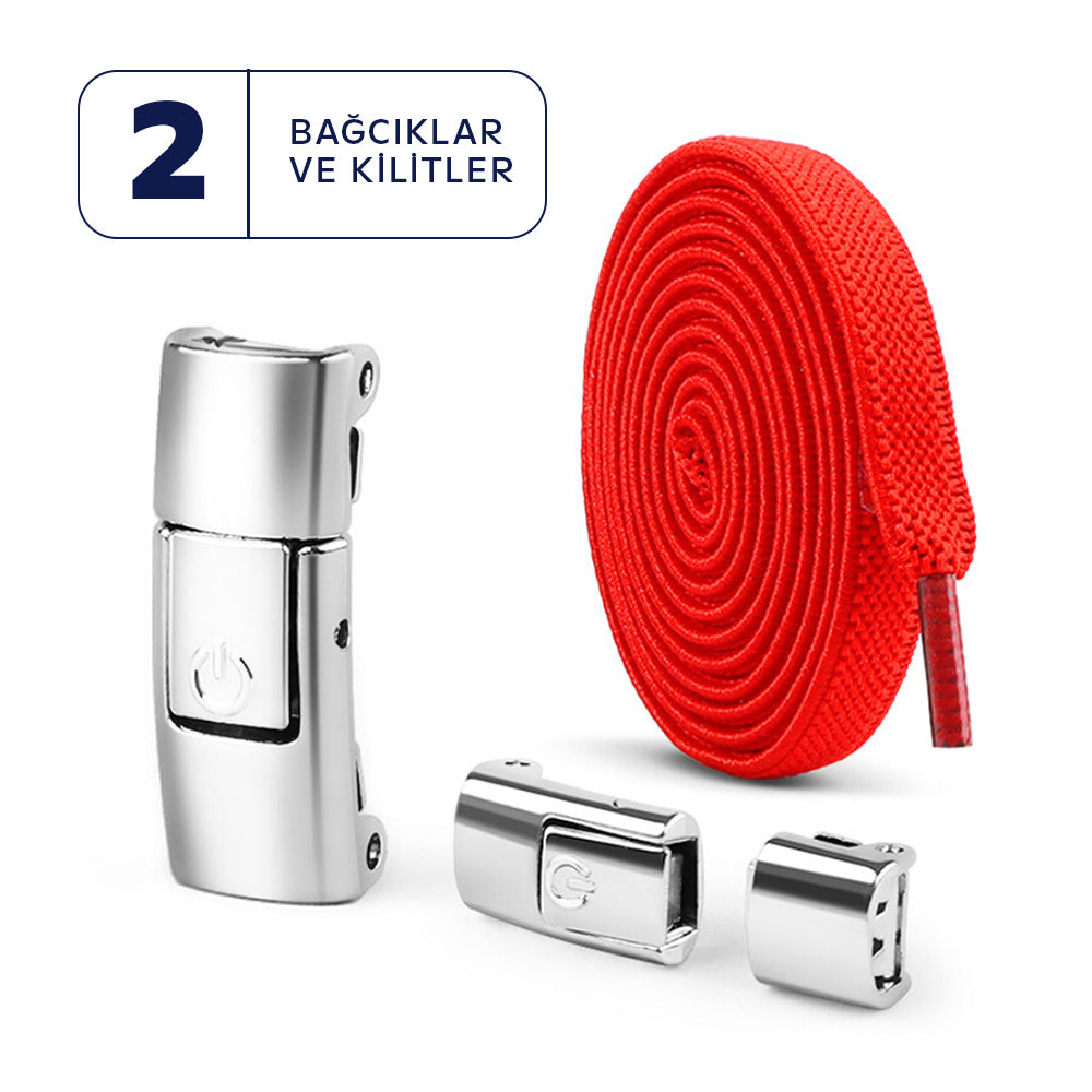 Elastik bağcıklar, pratik kilit sistemi – bağlamak yok, takılmak yok