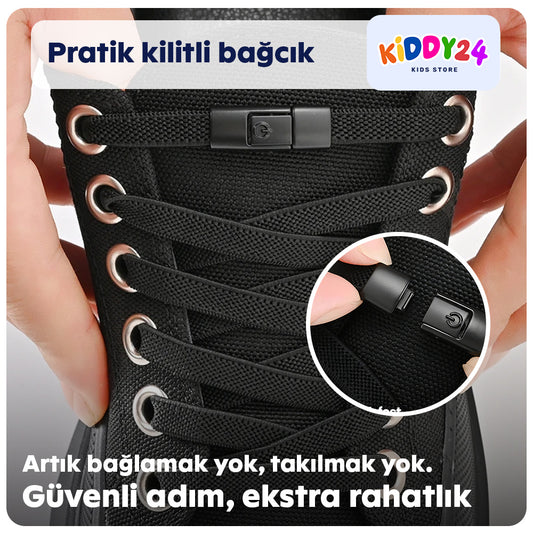 Elastik bağcıklar, pratik kilit sistemi – bağlamak yok, takılmak yok