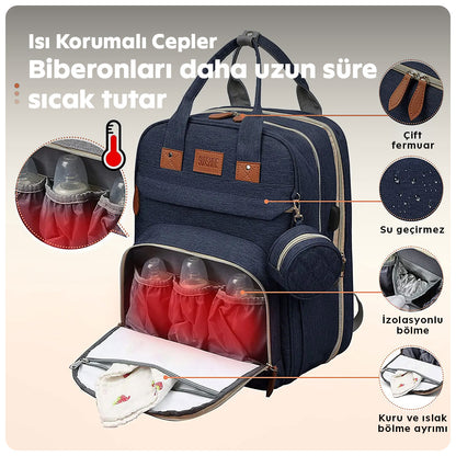 Portatif 3'ü 1 arada sırt çantası – katlanabilir bebek yatağıyla seyahatlerinizi kolaylaştırır