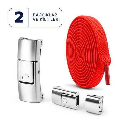 Elastik bağcıklar, pratik kilit sistemi – bağlamak yok, takılmak yok