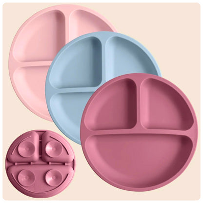 Kaymaz üç bölmeli silikon tabak – daha keyifli yemek keyfi