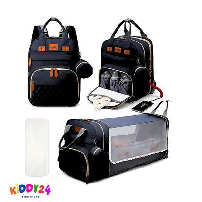 Portatif 3'ü 1 arada sırt çantası – katlanabilir bebek yatağıyla seyahatlerinizi kolaylaştırır