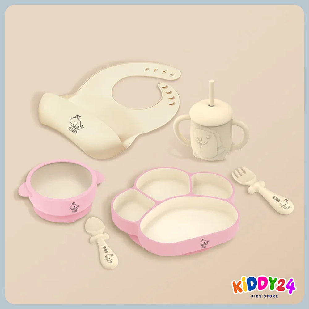 Bebekler için komple yemek seti – kaymaz silikon tabak & gereçler
