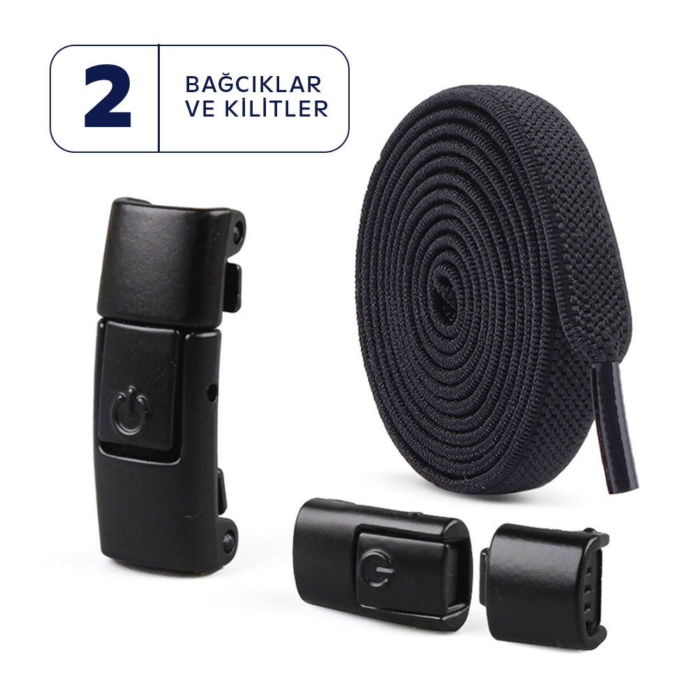 Elastik bağcıklar, pratik kilit sistemi – bağlamak yok, takılmak yok