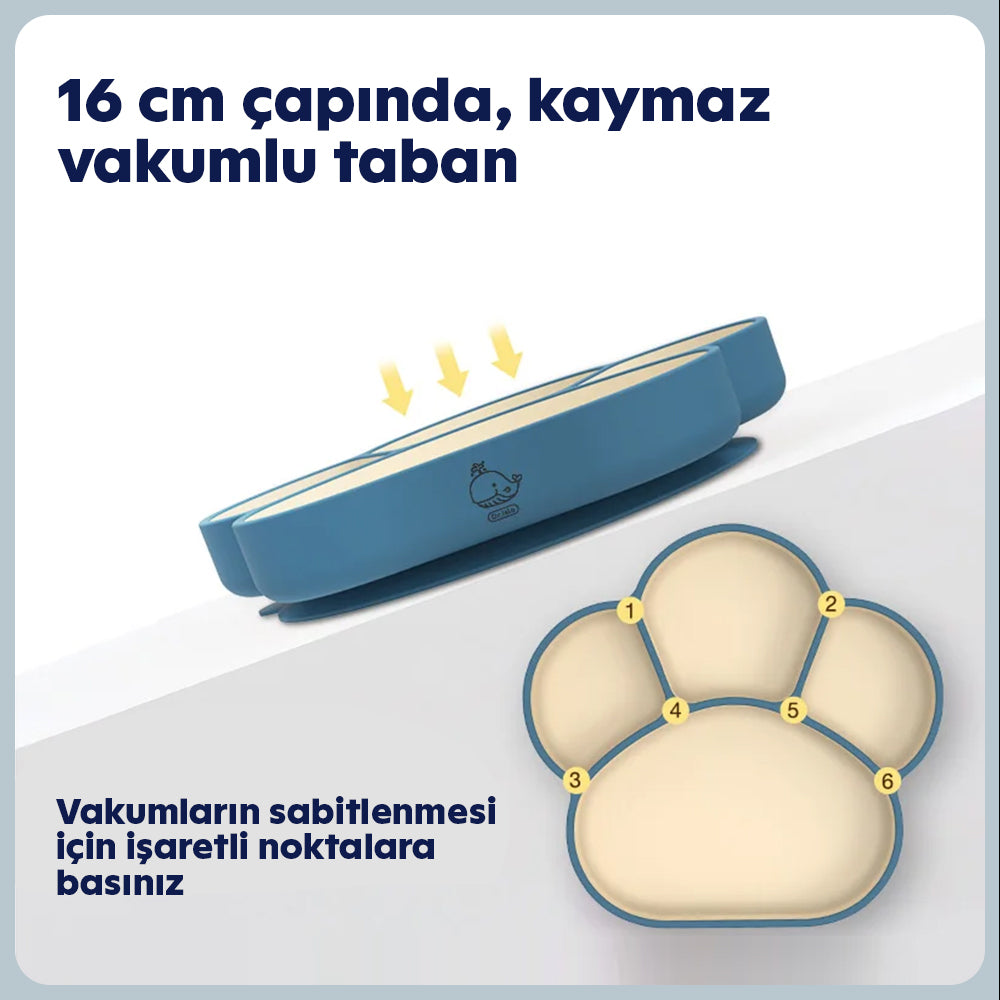 Bebekler için komple yemek seti – kaymaz silikon tabak & gereçler